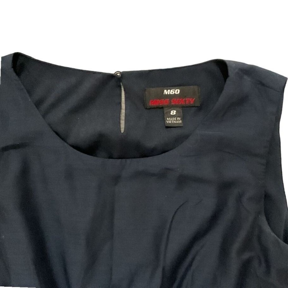 Miss Sixty Navy Sleeveless Ruffled Dress Boho Chic Size 8 - Picture 4 of 6